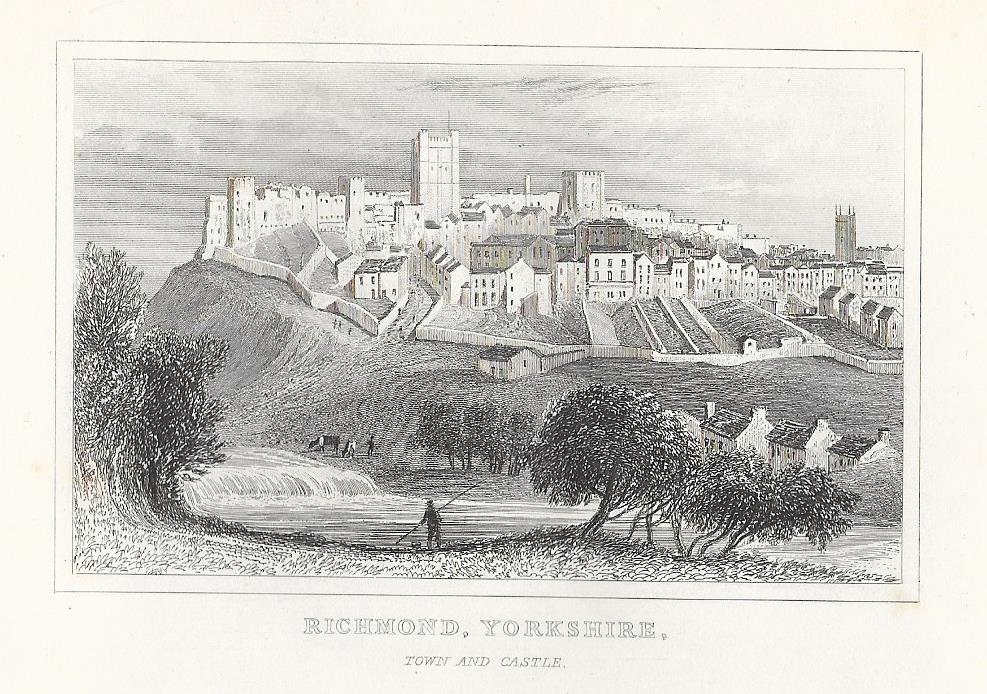 Richmond Yorkshire antique print 1845