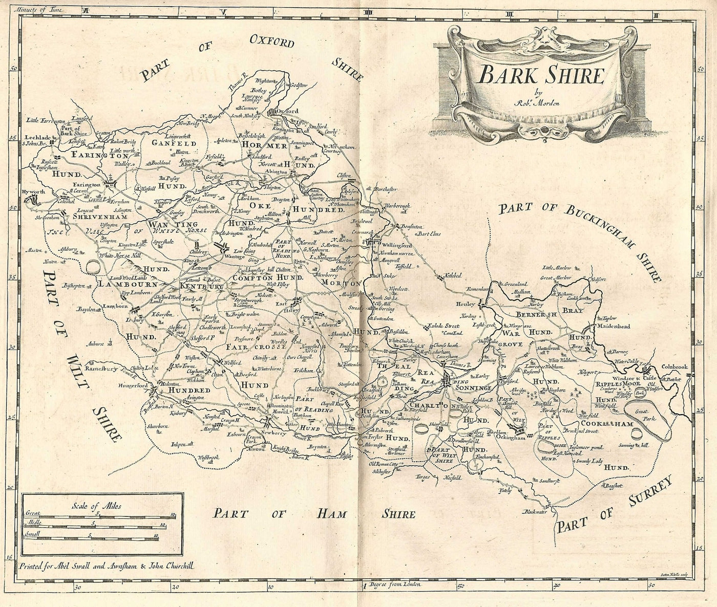 Berkshire antique map (Barkshire) by Robert Morden 1753