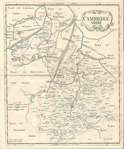 Cambridgeshire antique map by Robert Morden 1753