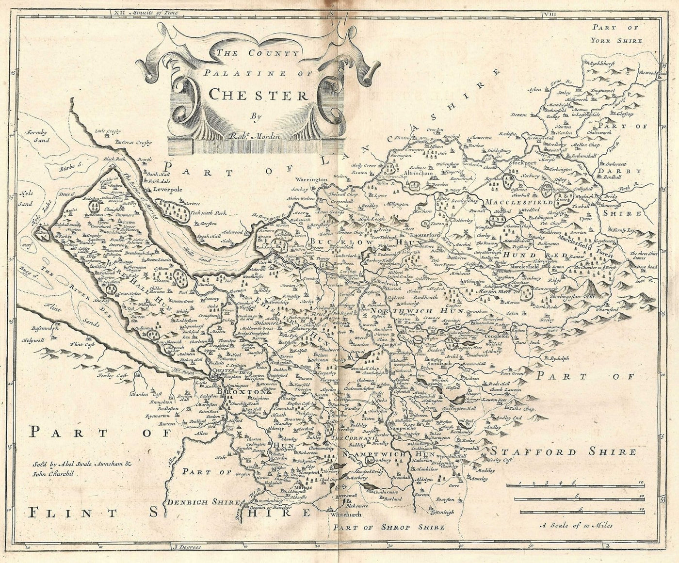 Cheshire antique map by Robert Morden 1753