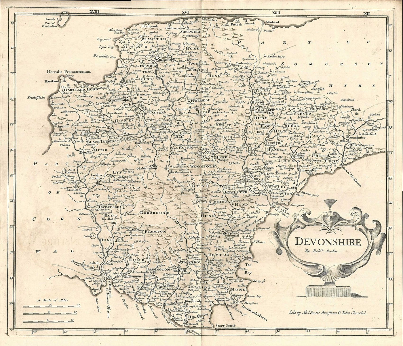 Devonshire antique map Robert Morden published 1753