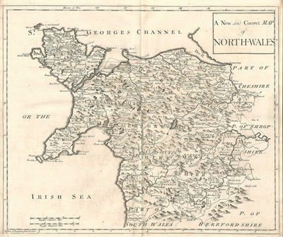 North Wales antique map by Robert Morden 1753