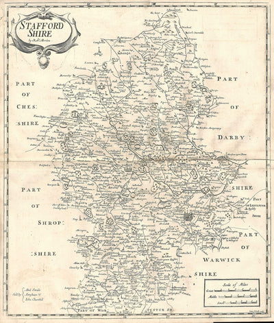 Staffordshire antique map by Robert Morden 1753