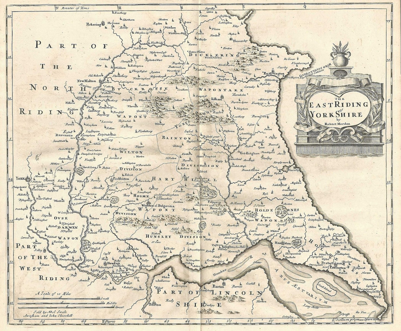 Yorkshire antique map East Riding by Robert Morden 1793