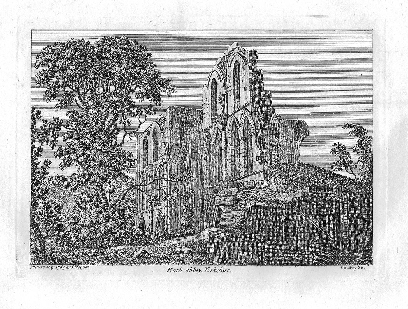 Roche Abbey Yorkshire antique print
