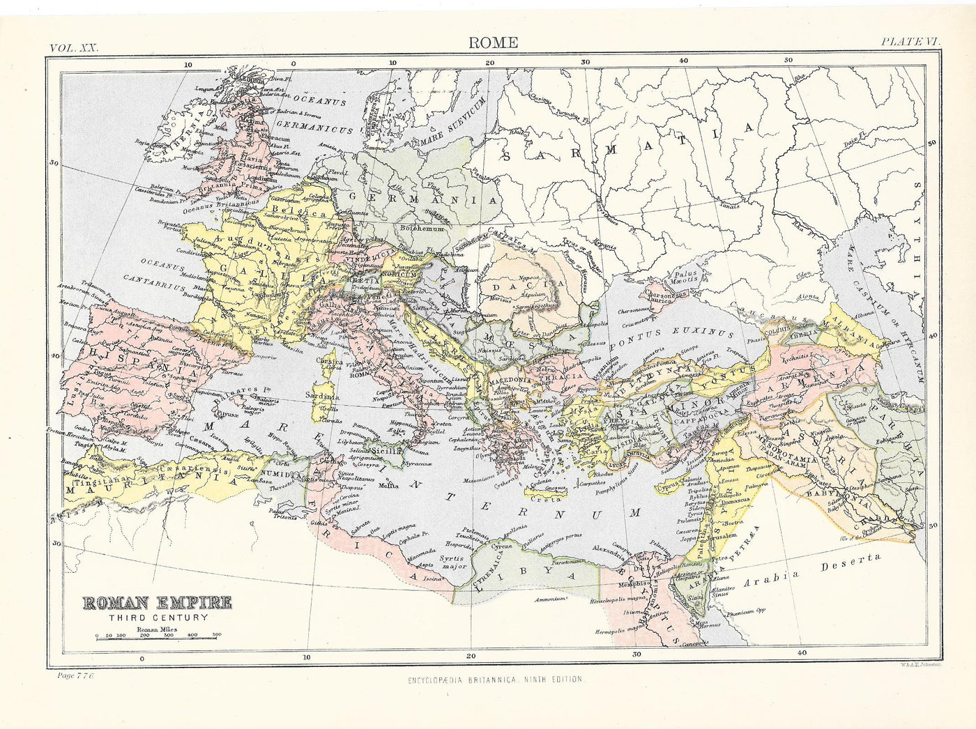 Roman Empire antique map 1889