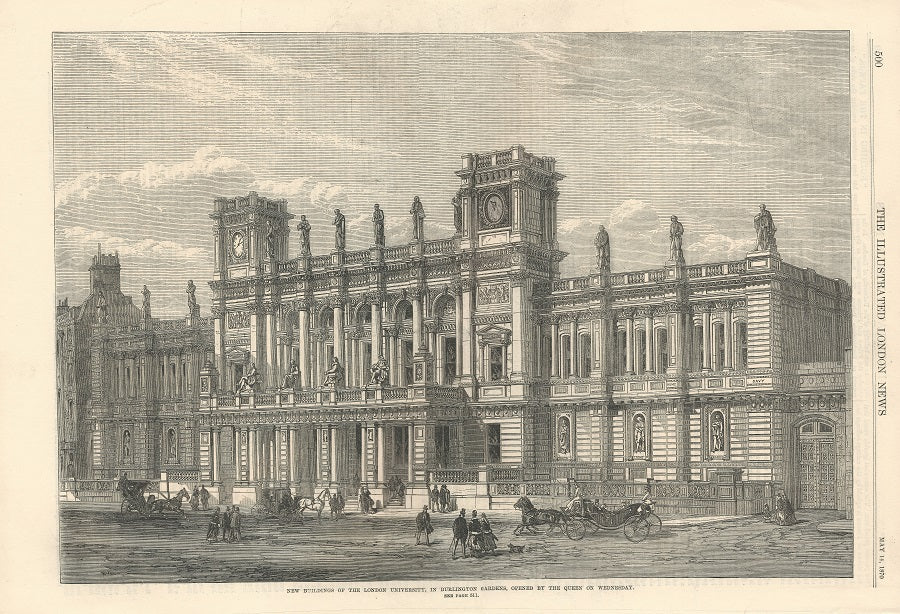 Royal Academy building Burlington Gardens antique print 1870