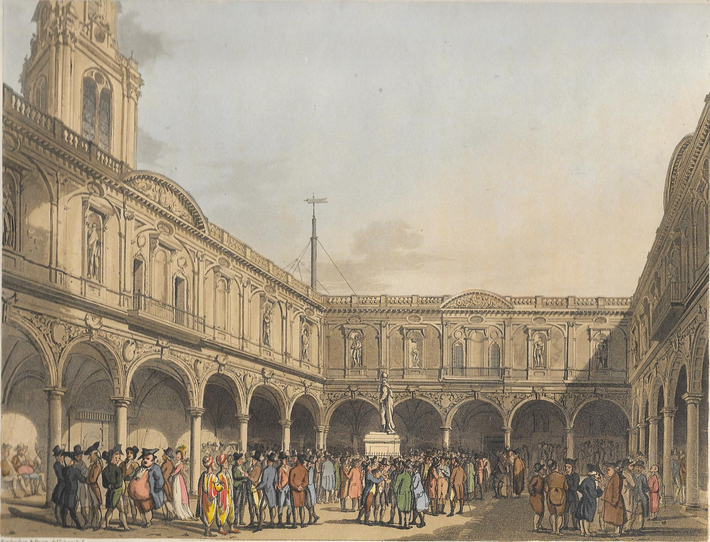 Royal Exchange antique print published 1809