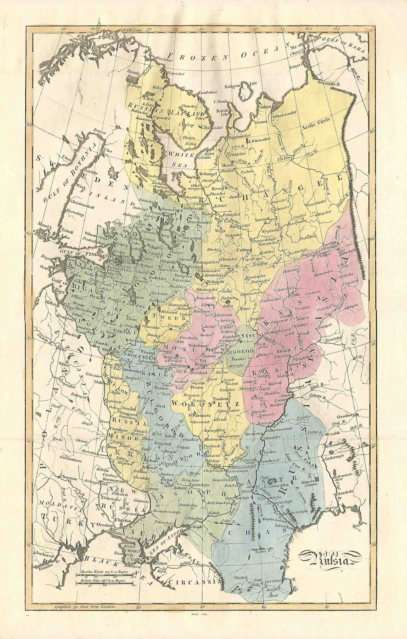 Russia in Europe antique map