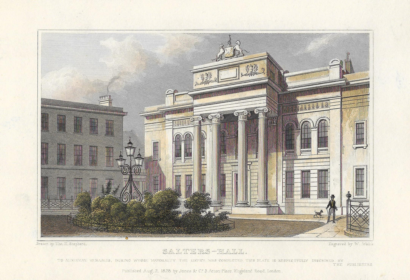 Salters Hall City of London antique print 1830