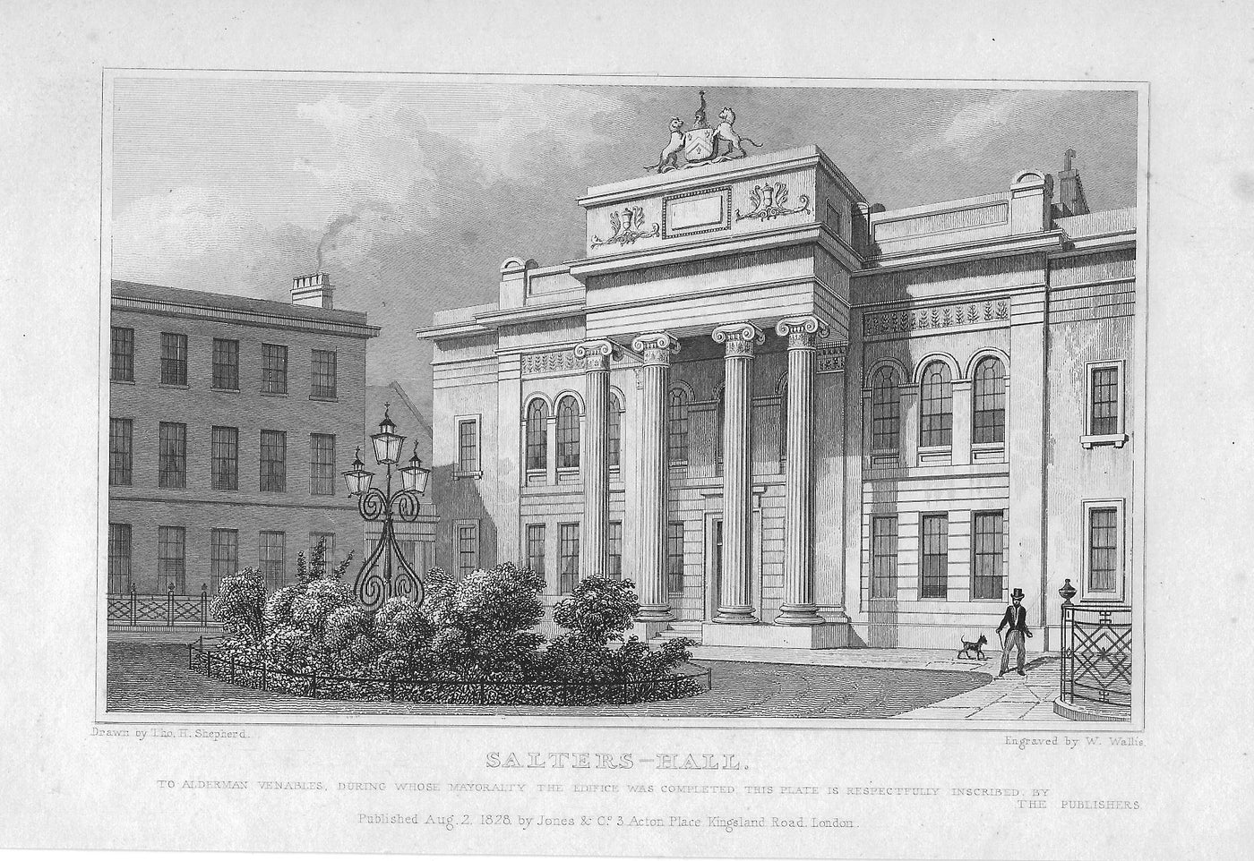 Salters Hall City of London antique print 1830
