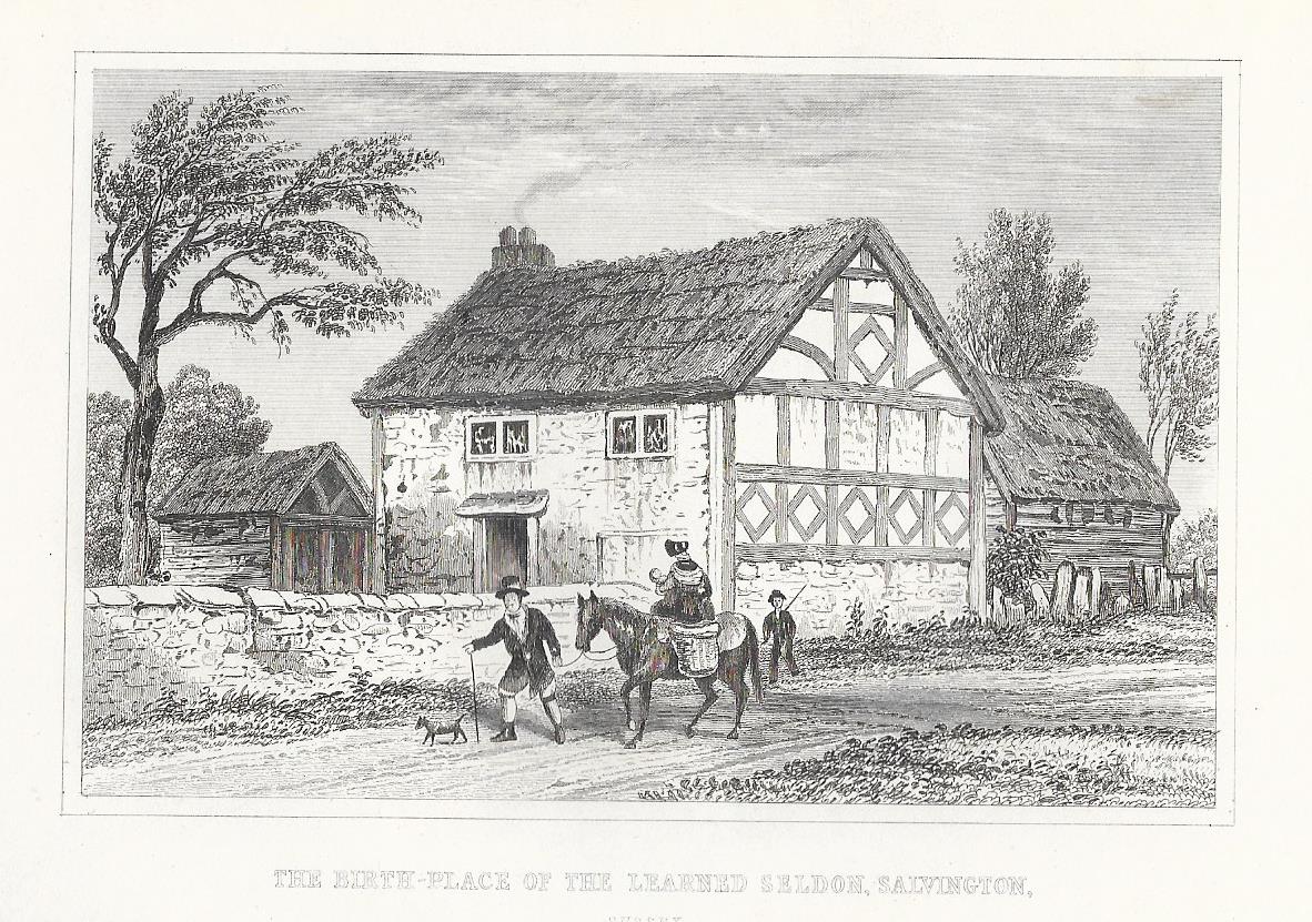 Salvington Sussex birth-place of John Seldon antique print 1845