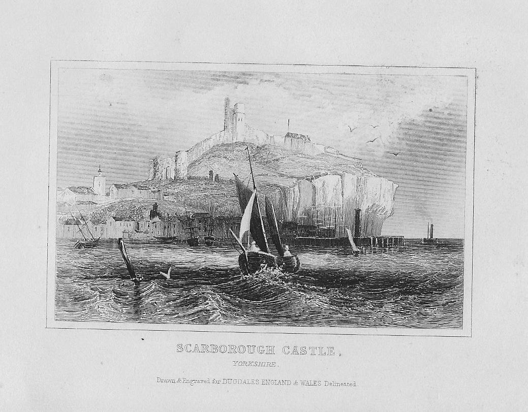Scarborough Castle Yorkshire antique print 1845