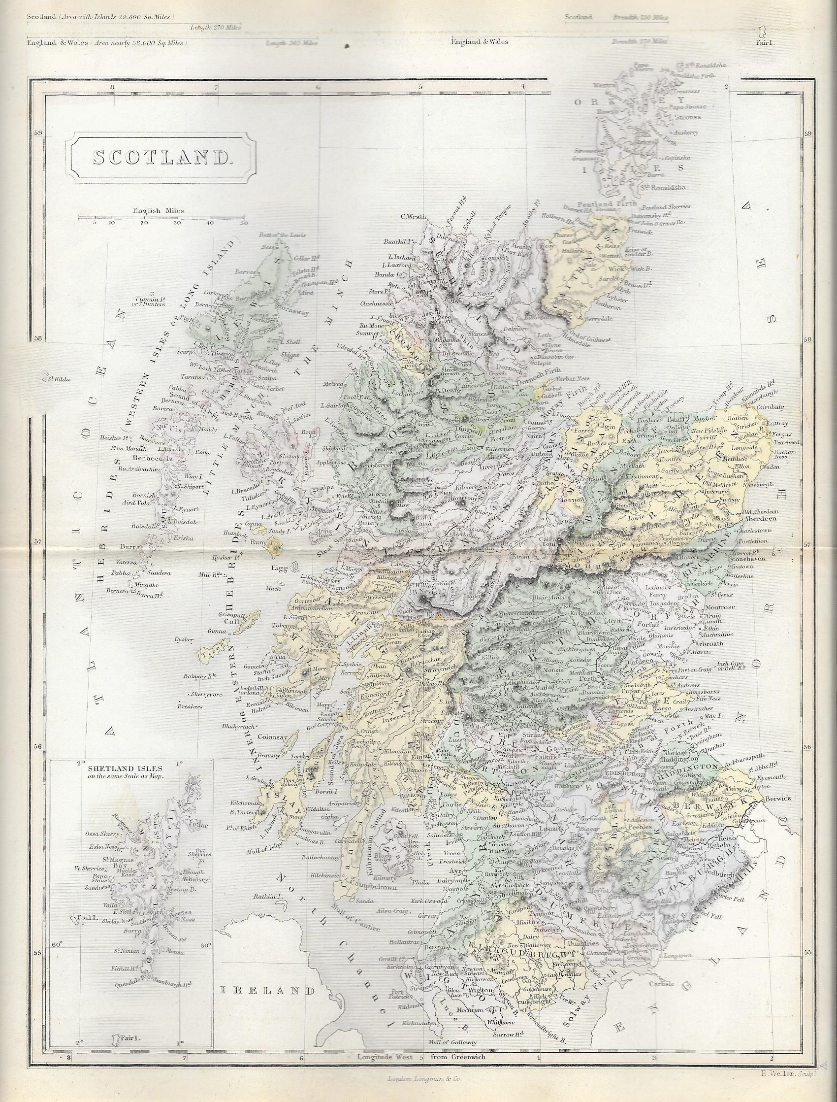 Scotland antique map published 1871 – Maps and Antique Prints