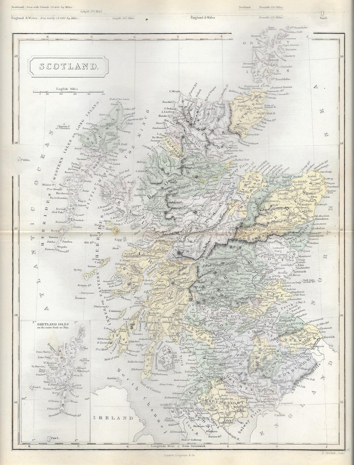 Scotland antique map published 1871
