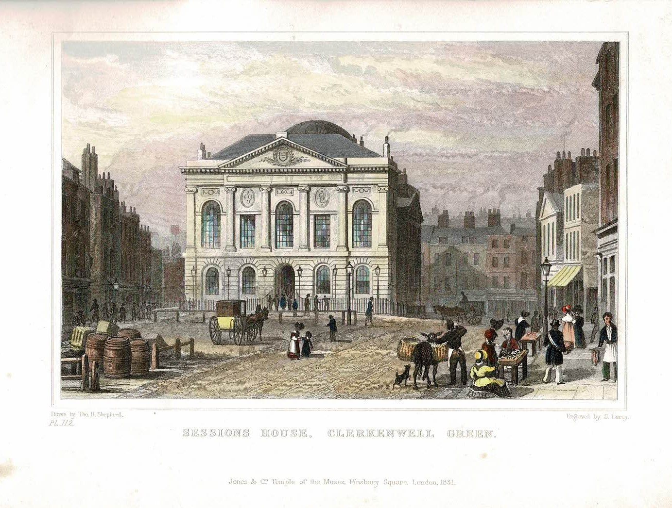 Sessions House Clerkenwell Green antique print 1831