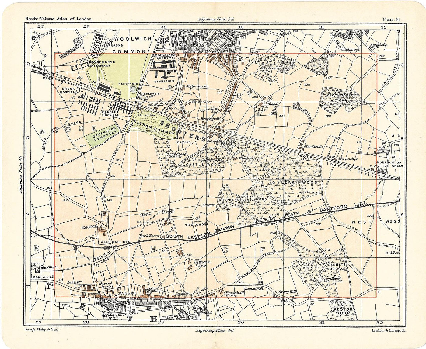 Shooters Hill antique map 1902