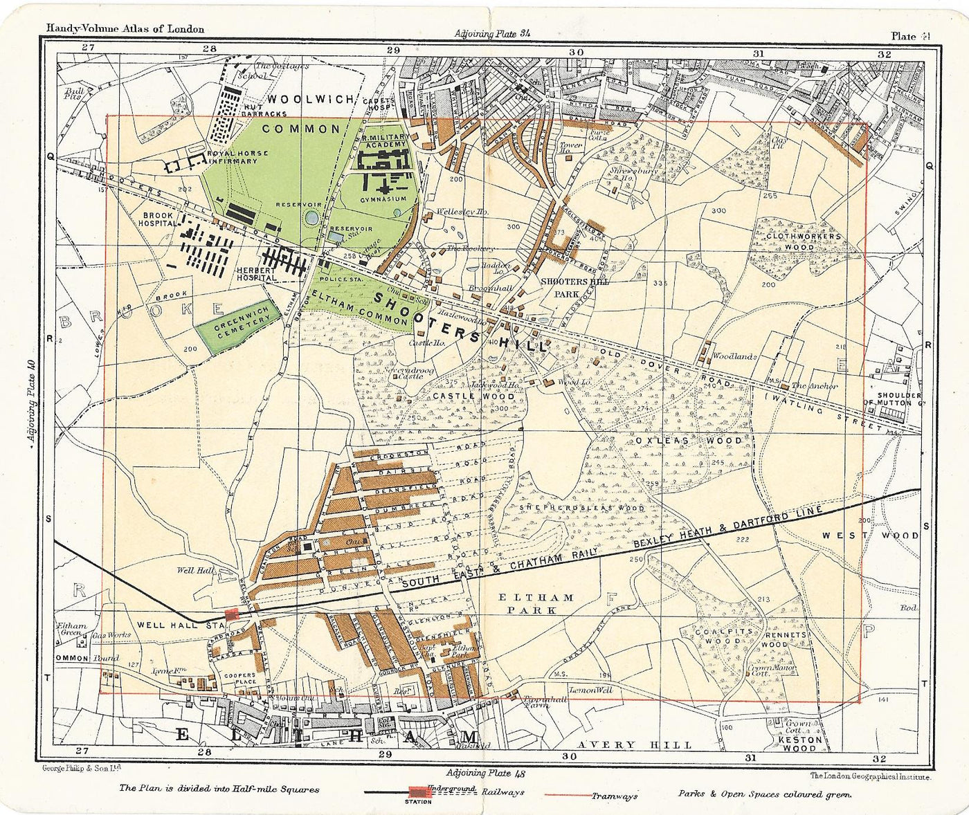 Shooters Hill antique map 1902