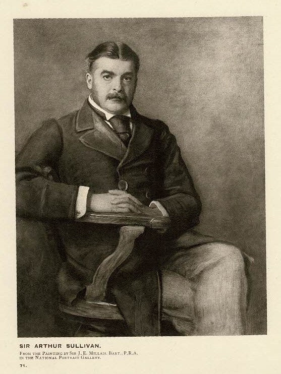 Sir Arthur Sullivan by Millais antique print 1912