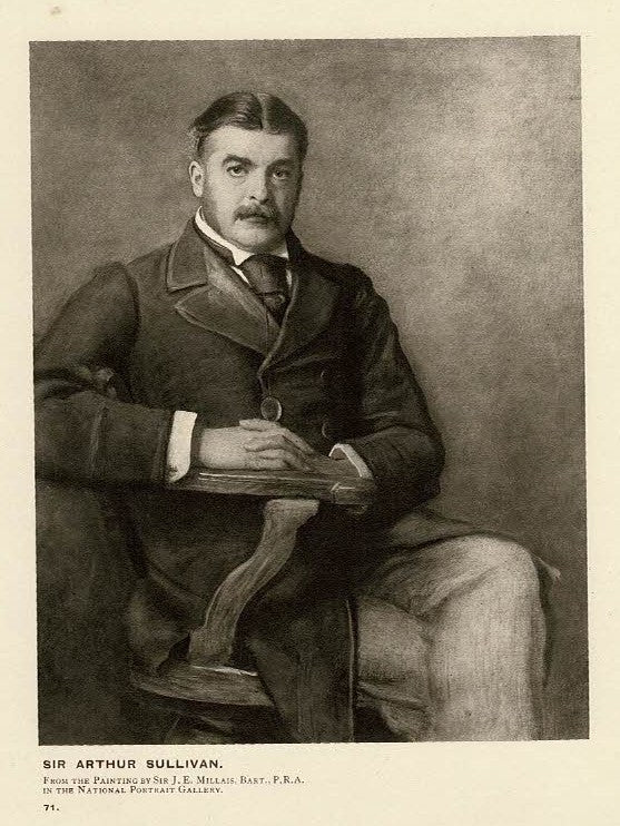 Sir Arthur Sullivan by Millais antique print