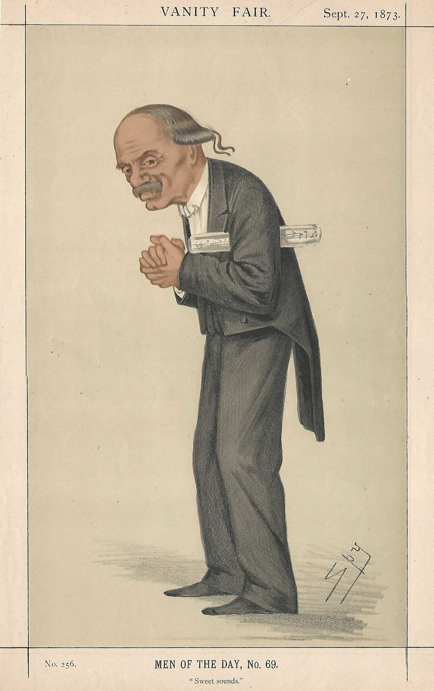 Julius Benedict  German-born composer conductor antique print 1873
