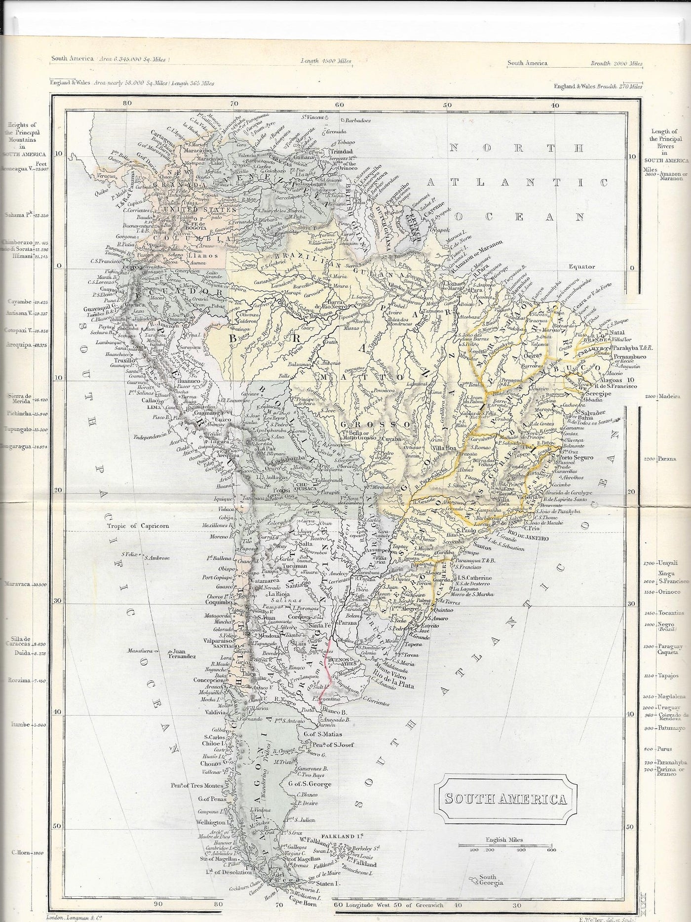 South America antique map