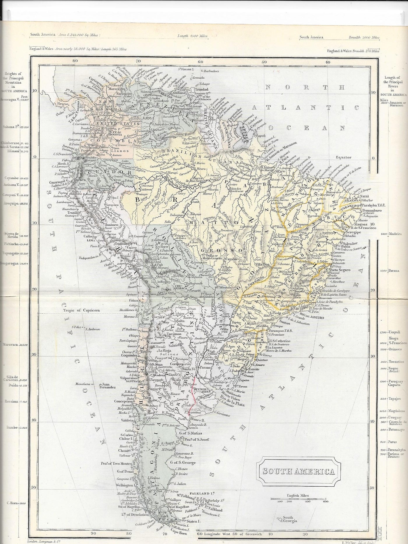 South America antique map