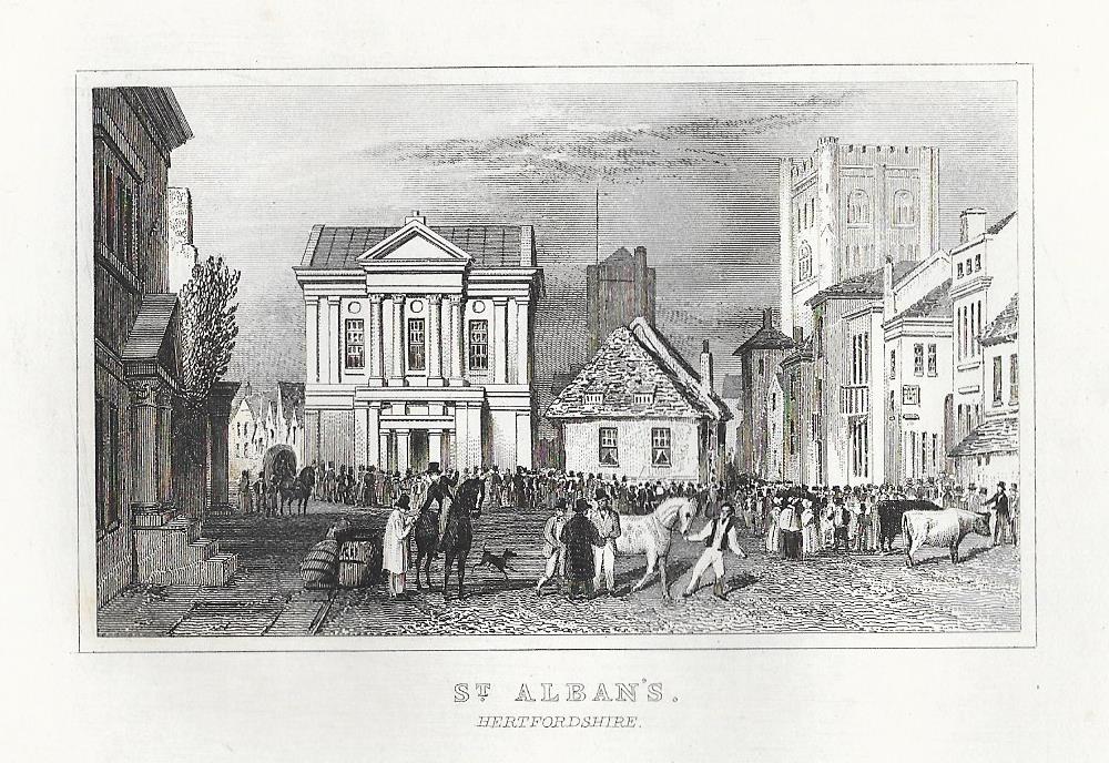 St Albans Hertfordshire antique print 1845