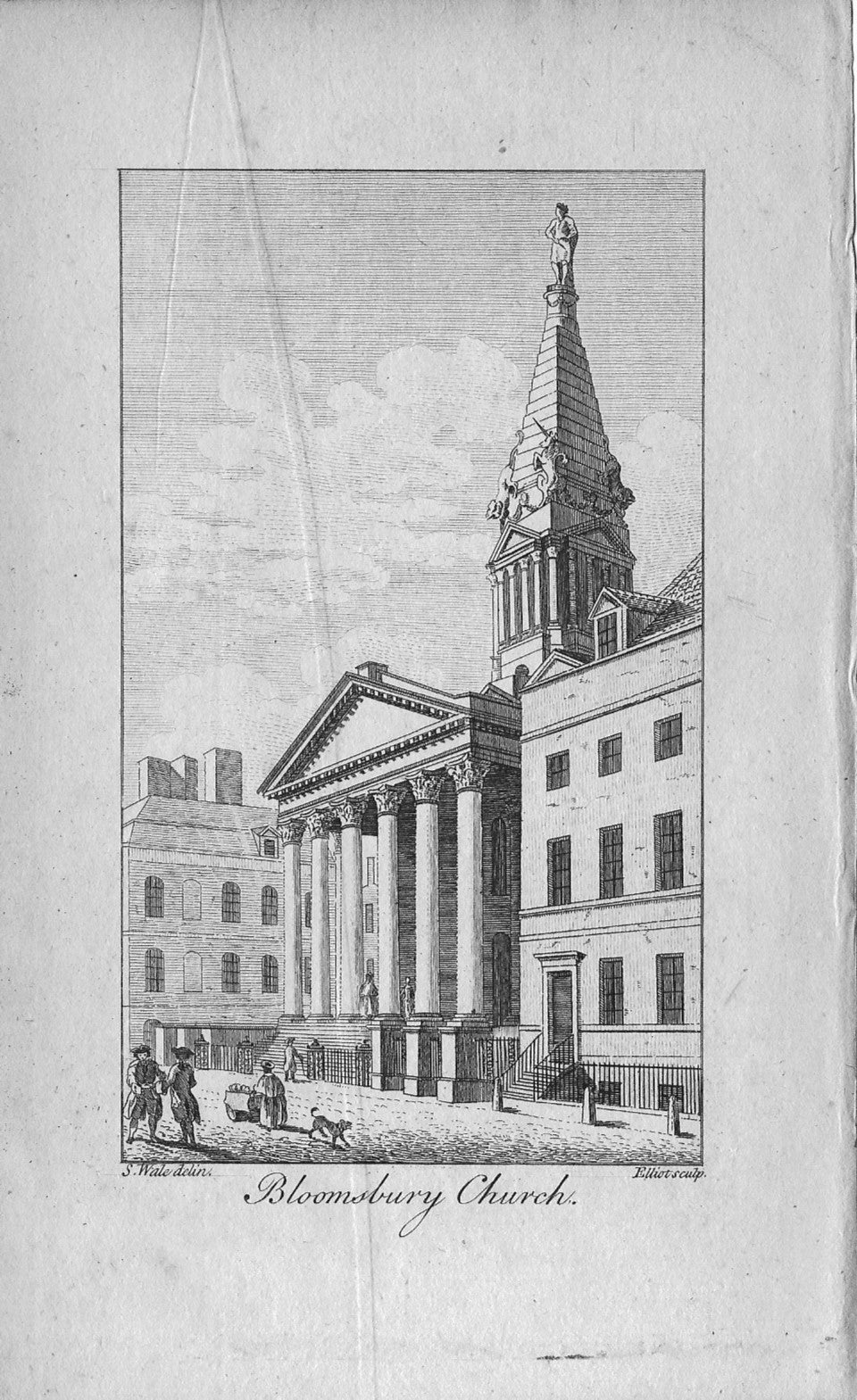 St George's Bloomsbury antique print published 1776