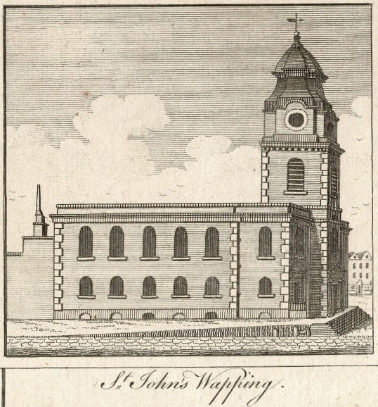 St John's Church Wapping antique print 1770