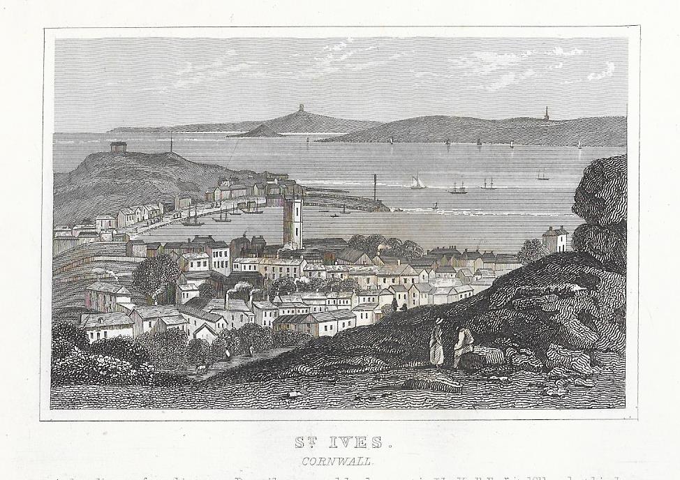St. Ives Cornwall antique print 1845