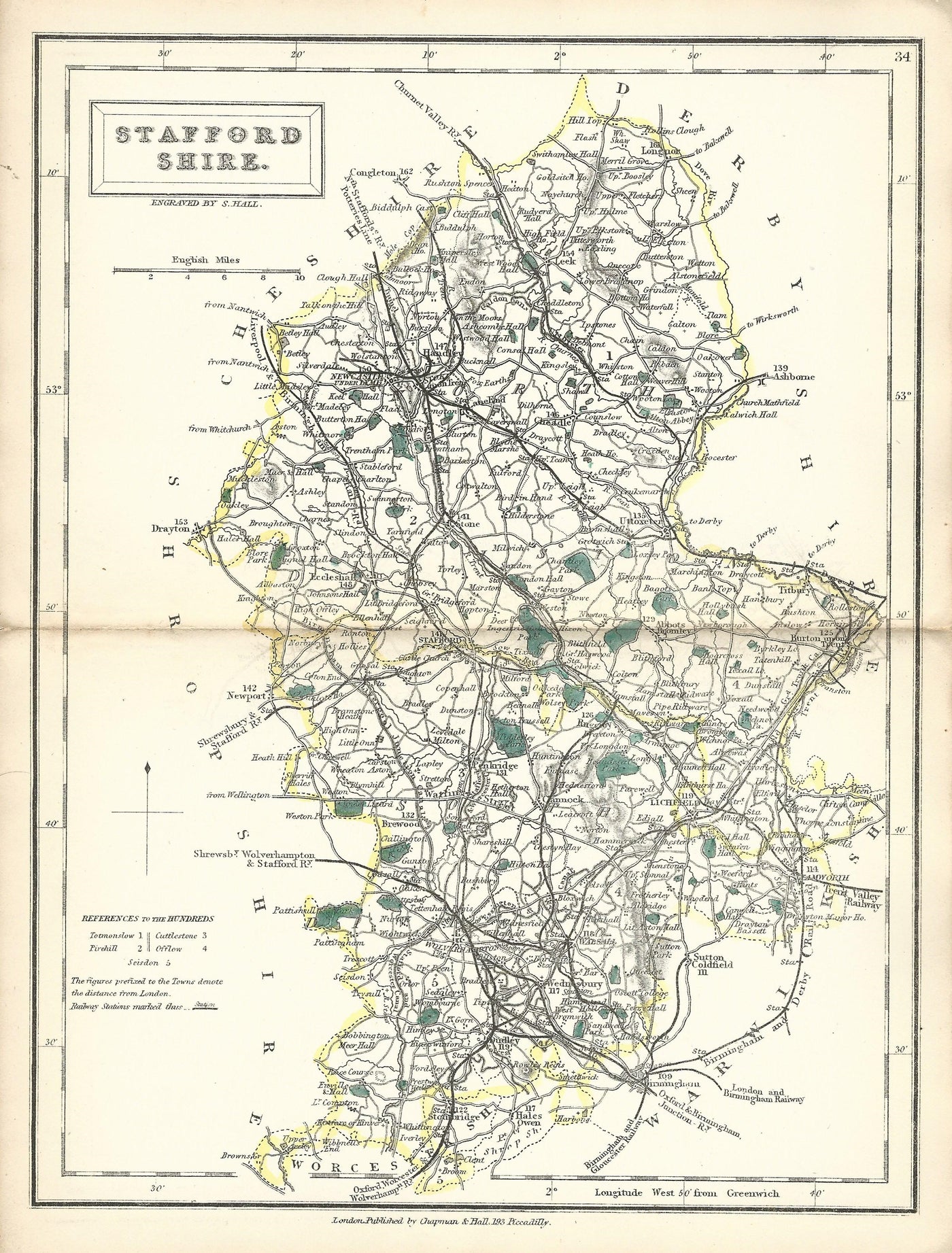 Staffordshire antique map published 1860