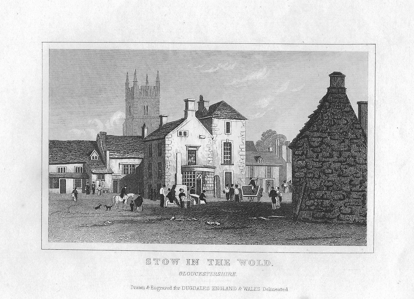 Stow-on-the-Wold Gloucestershire antique print 1845