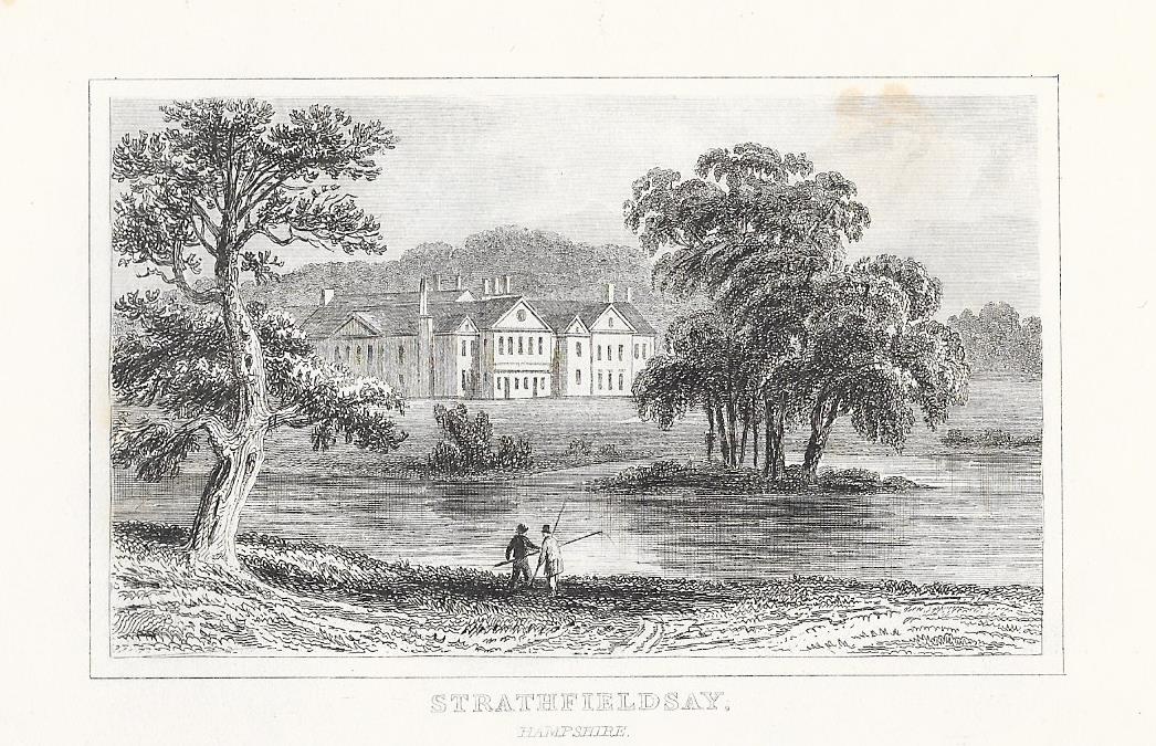 Stratfieldsay Hampshire antique print 1845