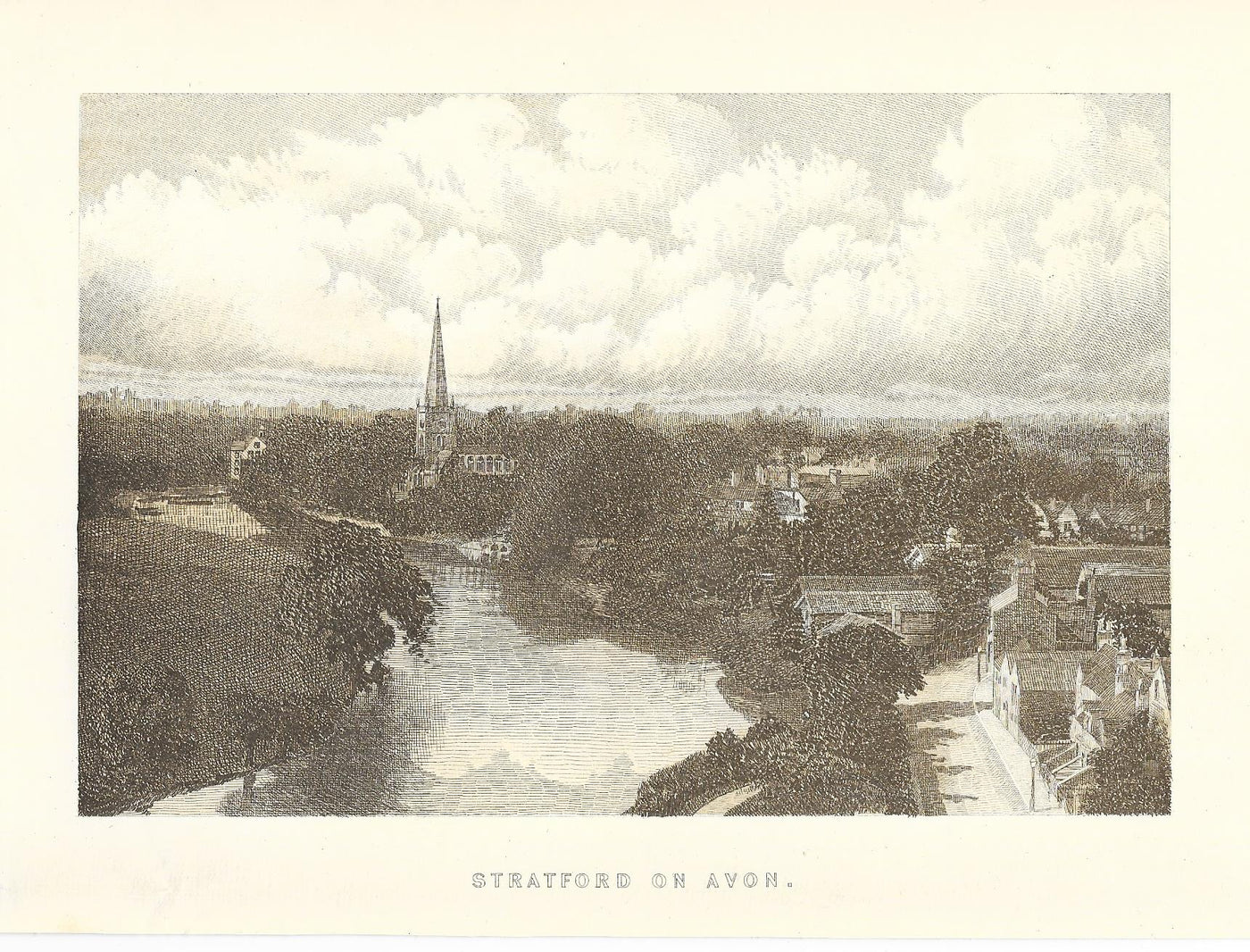 Stratford upon Avon Warwickshire antique print 1895