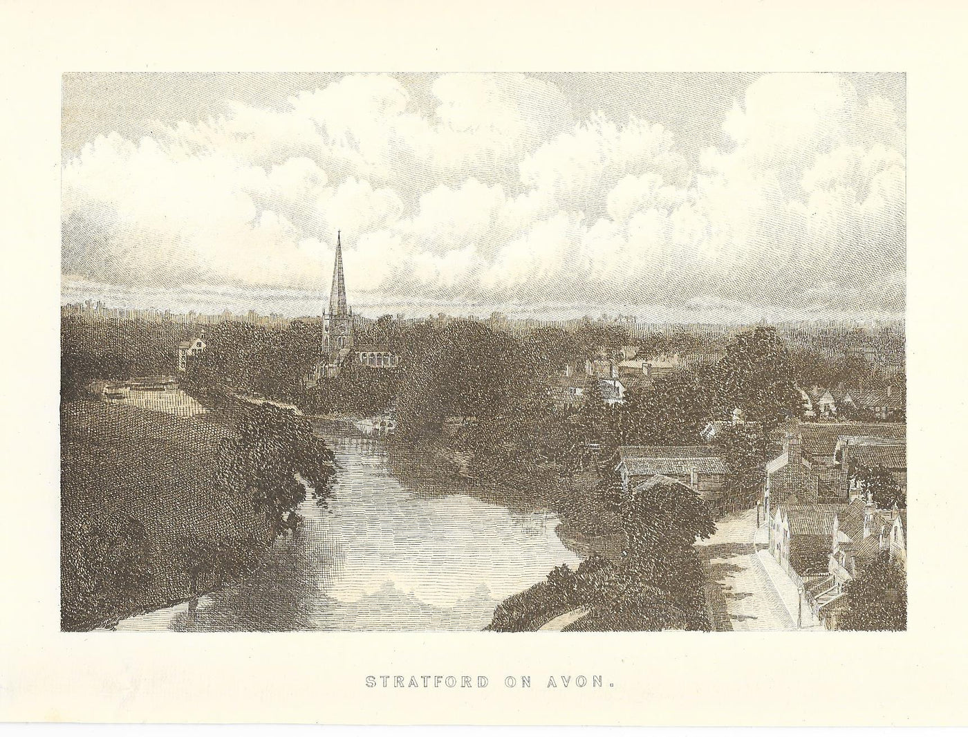 Stratford upon Avon Warwickshire antique print