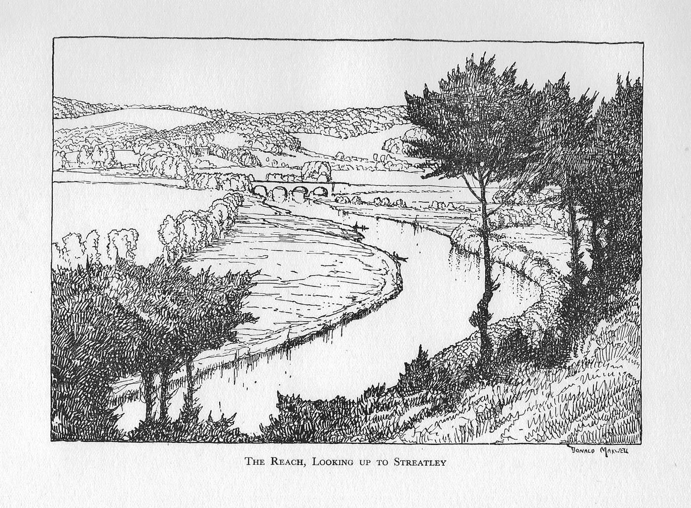 River Thames Streatley Berkshire vintage print 1932
