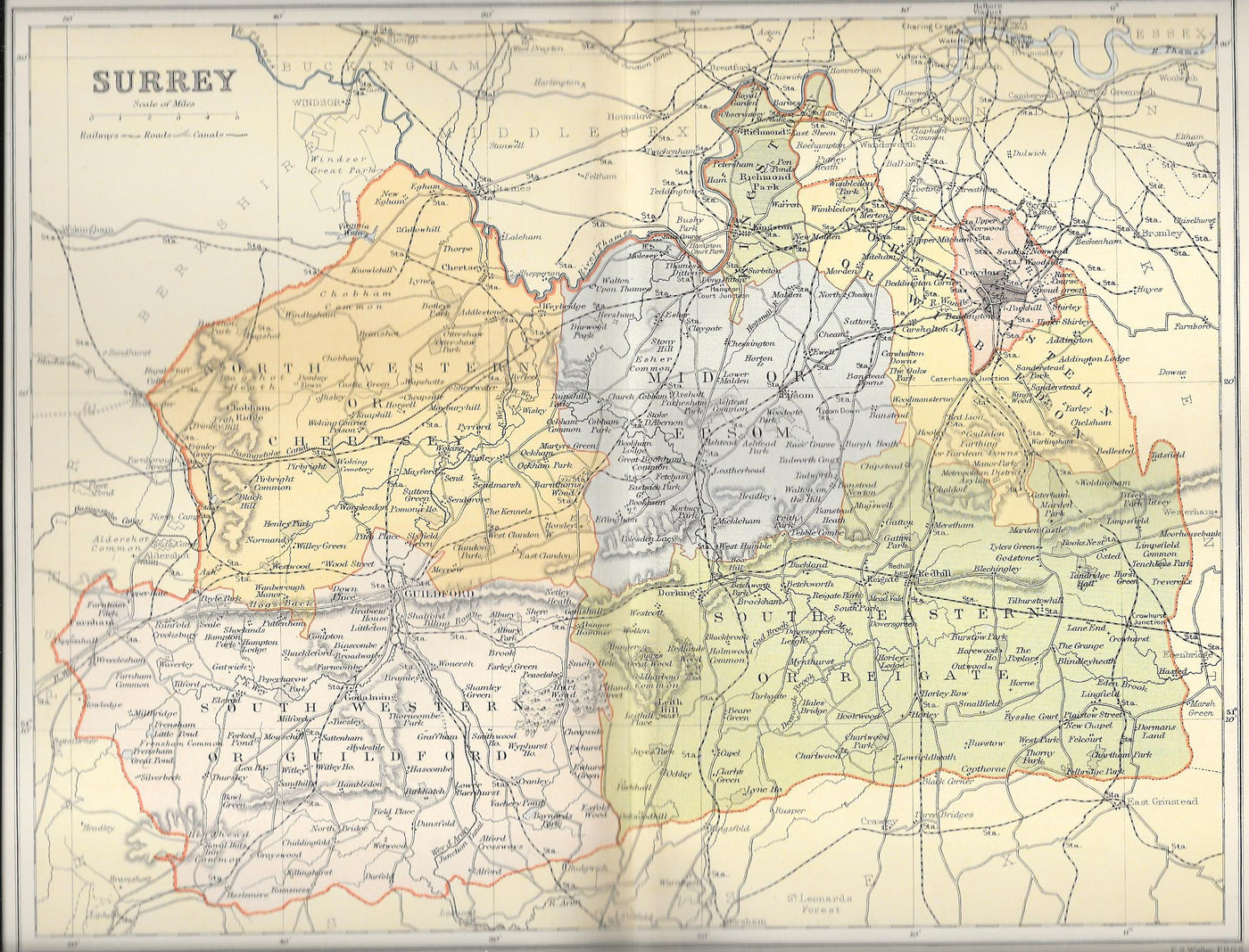 Surrey antique map 1895
