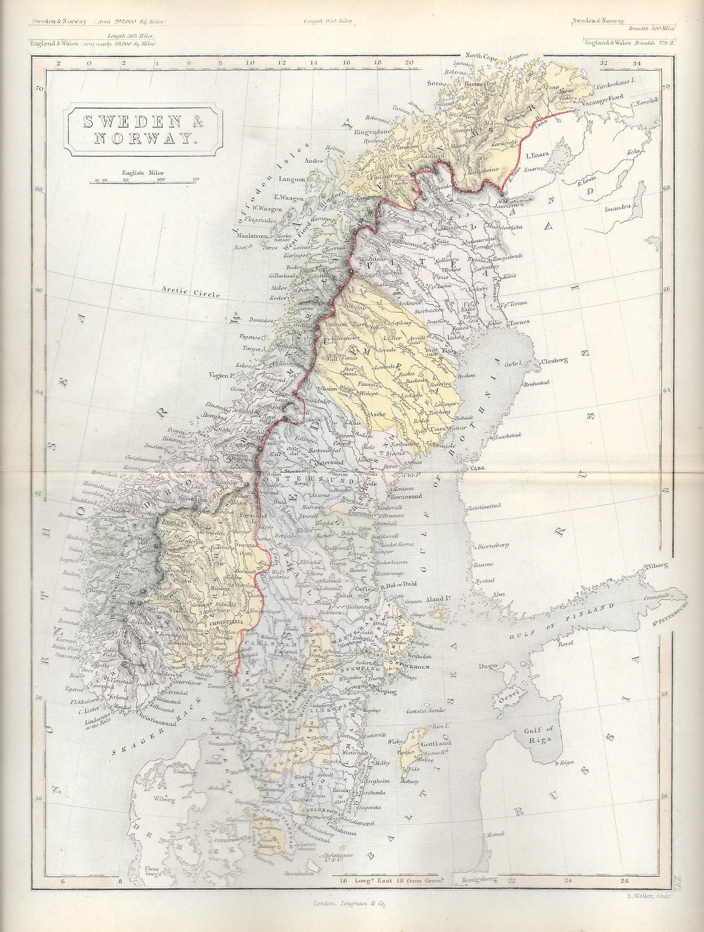 Sweden Norway antique map