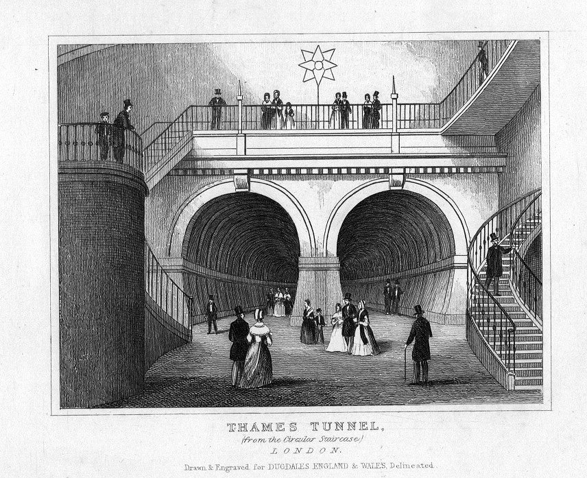 Thames Tunnel Wapping antique print 1845