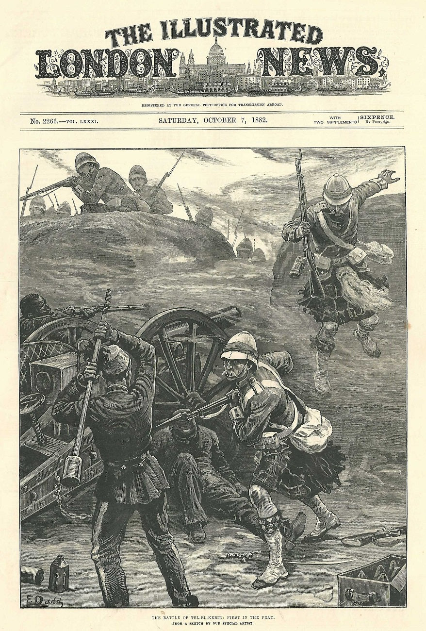 Tel-El-Kebir. Highlanders "First in the Fray" antique print
