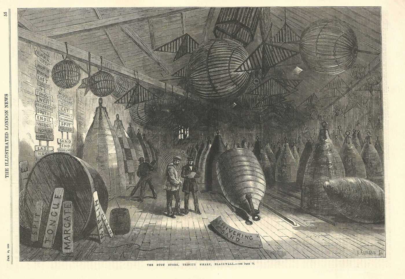 Trinity Buoy Wharf Store Blackwall antique print 1868