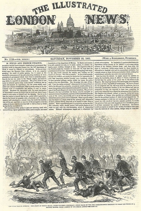 Balls Bluff. 15th Massachusetts Regiment bayonet charge antique print 1861