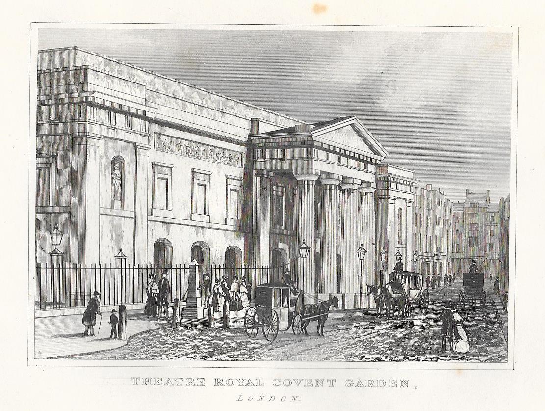 Theatre Royal Drury Lane Covent Garden antique print 1845
