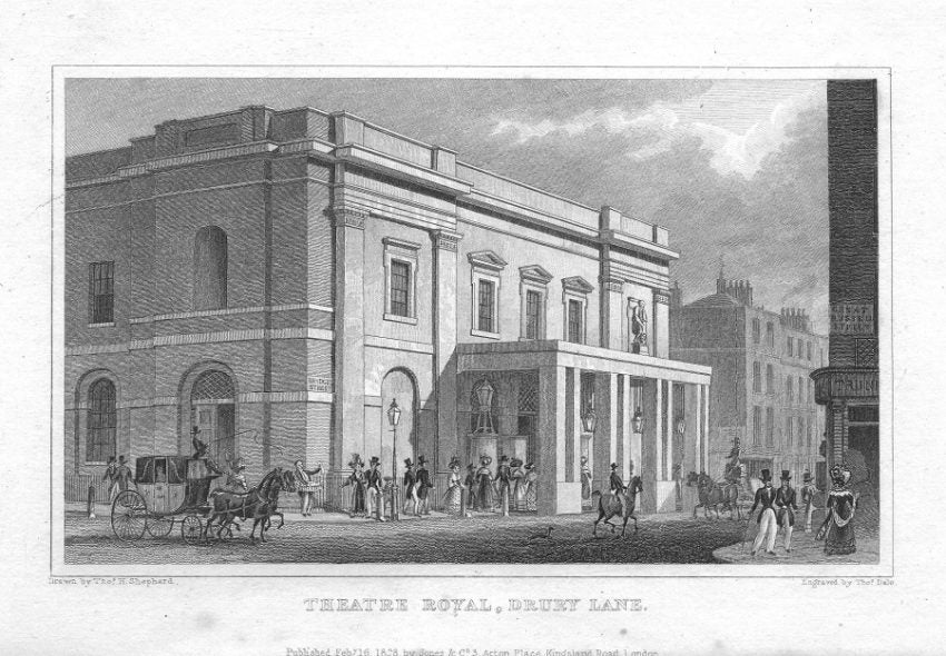 Theatre Royal Drury Lane Covent Garden antique print 1830