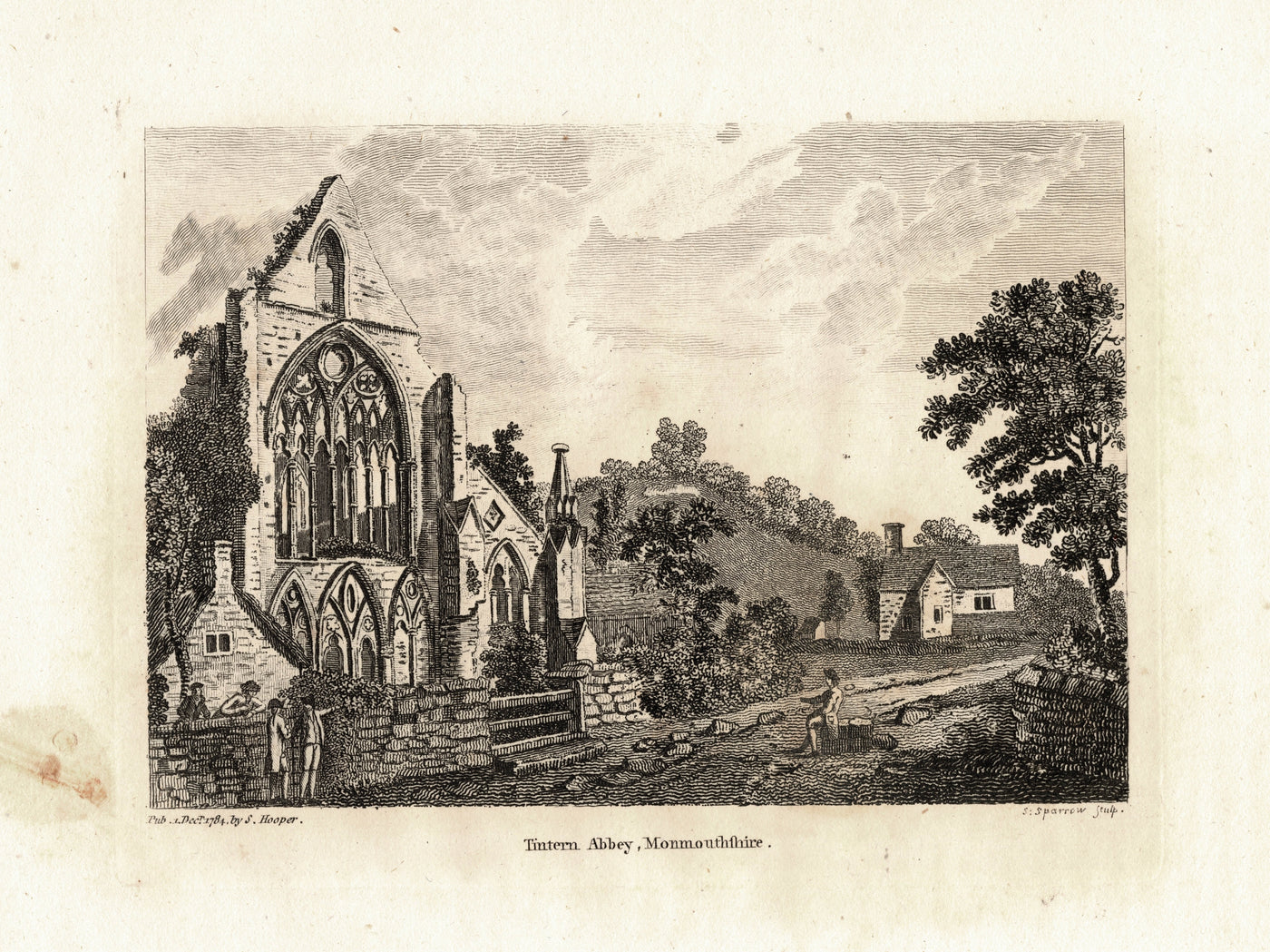 Tintern Abbey Monmouthshire Wales antique print 1784