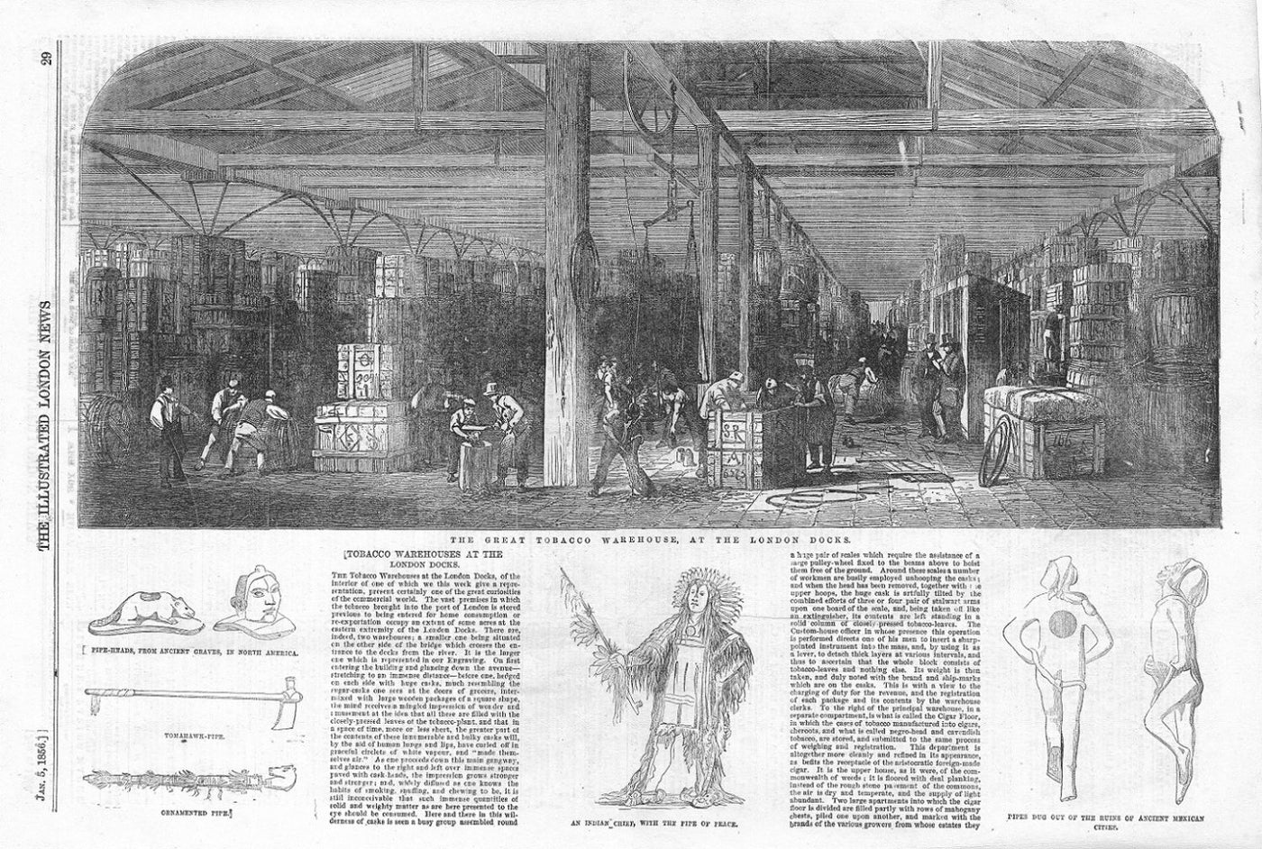 Tobacco Dock Wapping Tower Hamlets antique print 1856