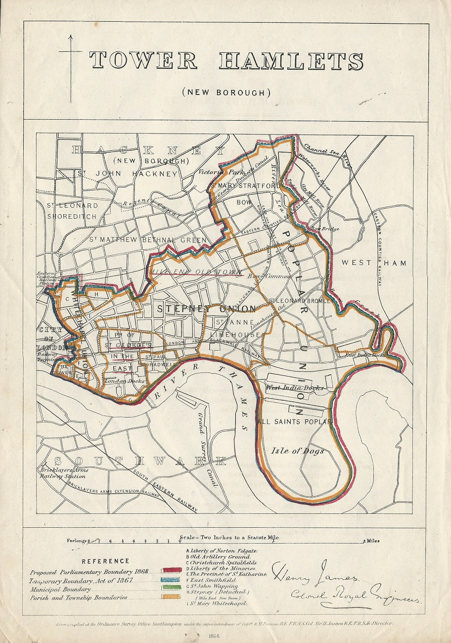 Tower Hamlets New Borough plan Boundary Commission Report 1868