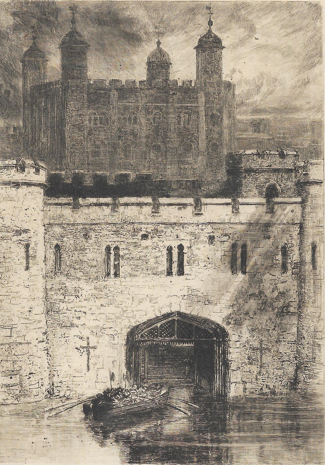 Traitor's Gate Tower of London antique print