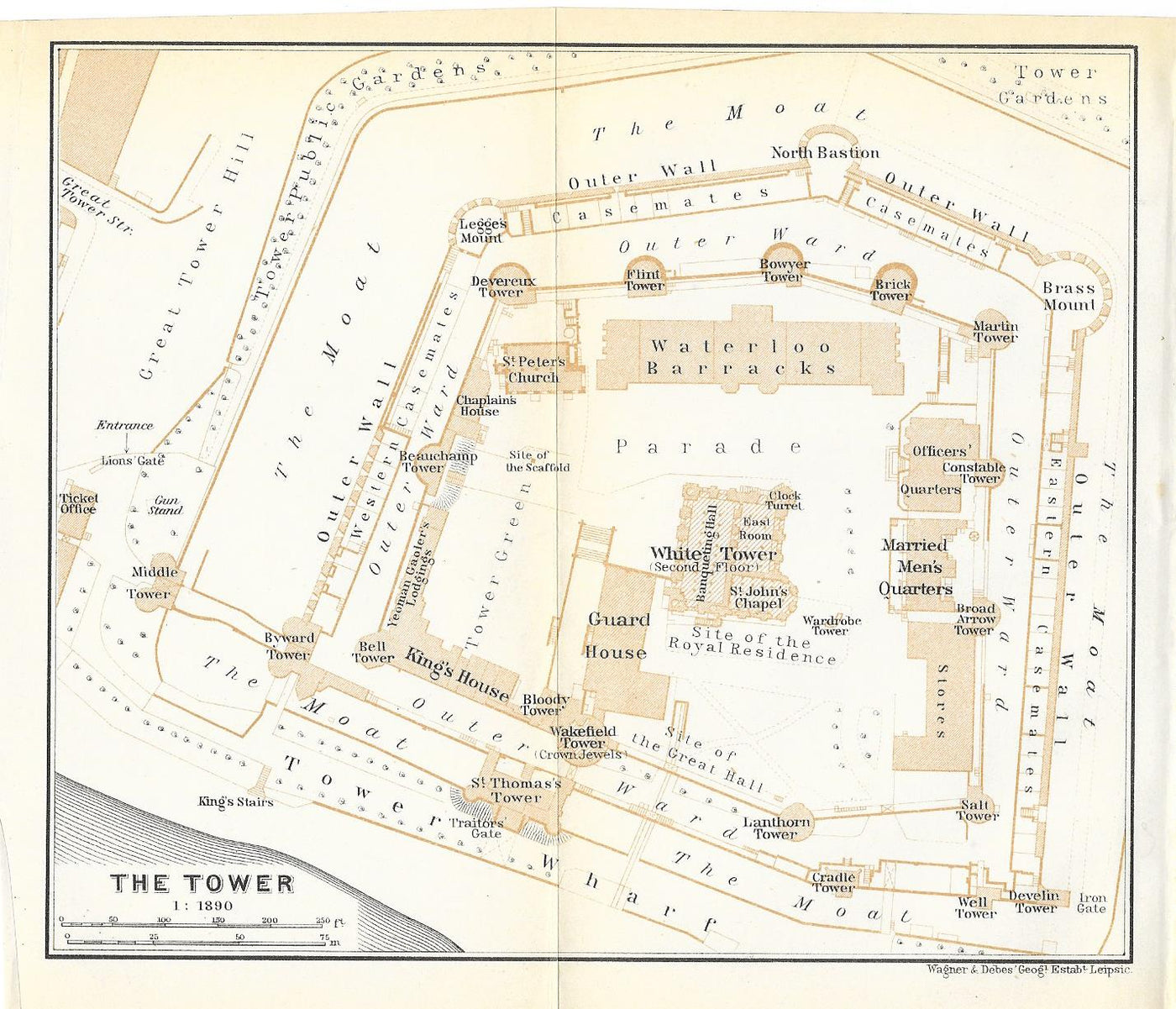 Tower of London antique print 1913